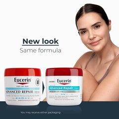 Eucerin Advanced Repair Body Cream for Very Dry Skin, Fragrance Free Daily Body Moisturizer, 16 Oz Jar (Pack of 12)
